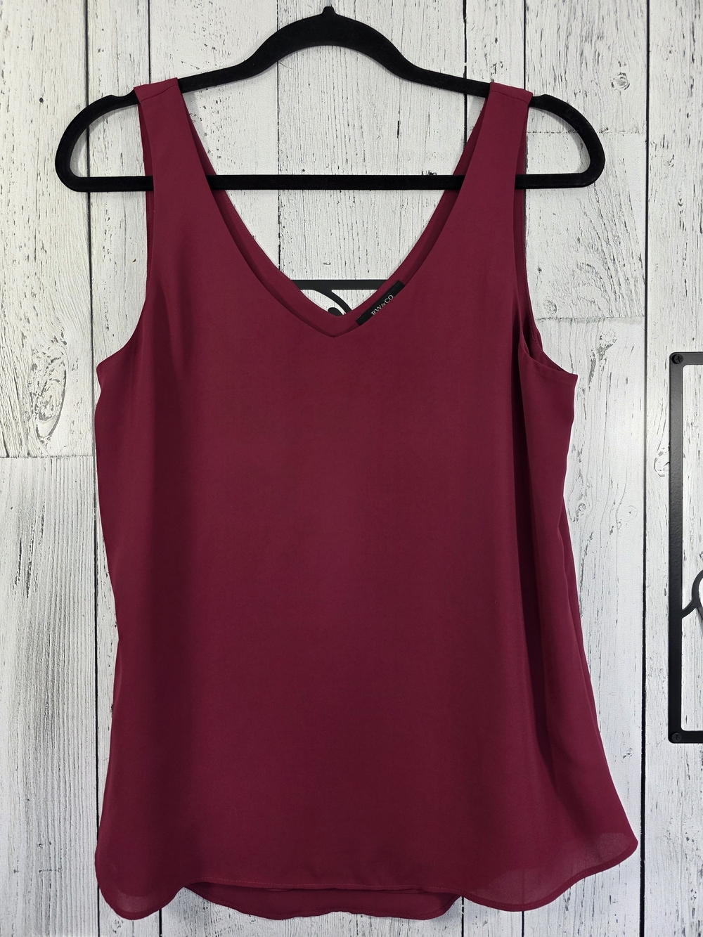 RW&CO Burgundy Double Layer V-Neck Blouse Tank Top Size S